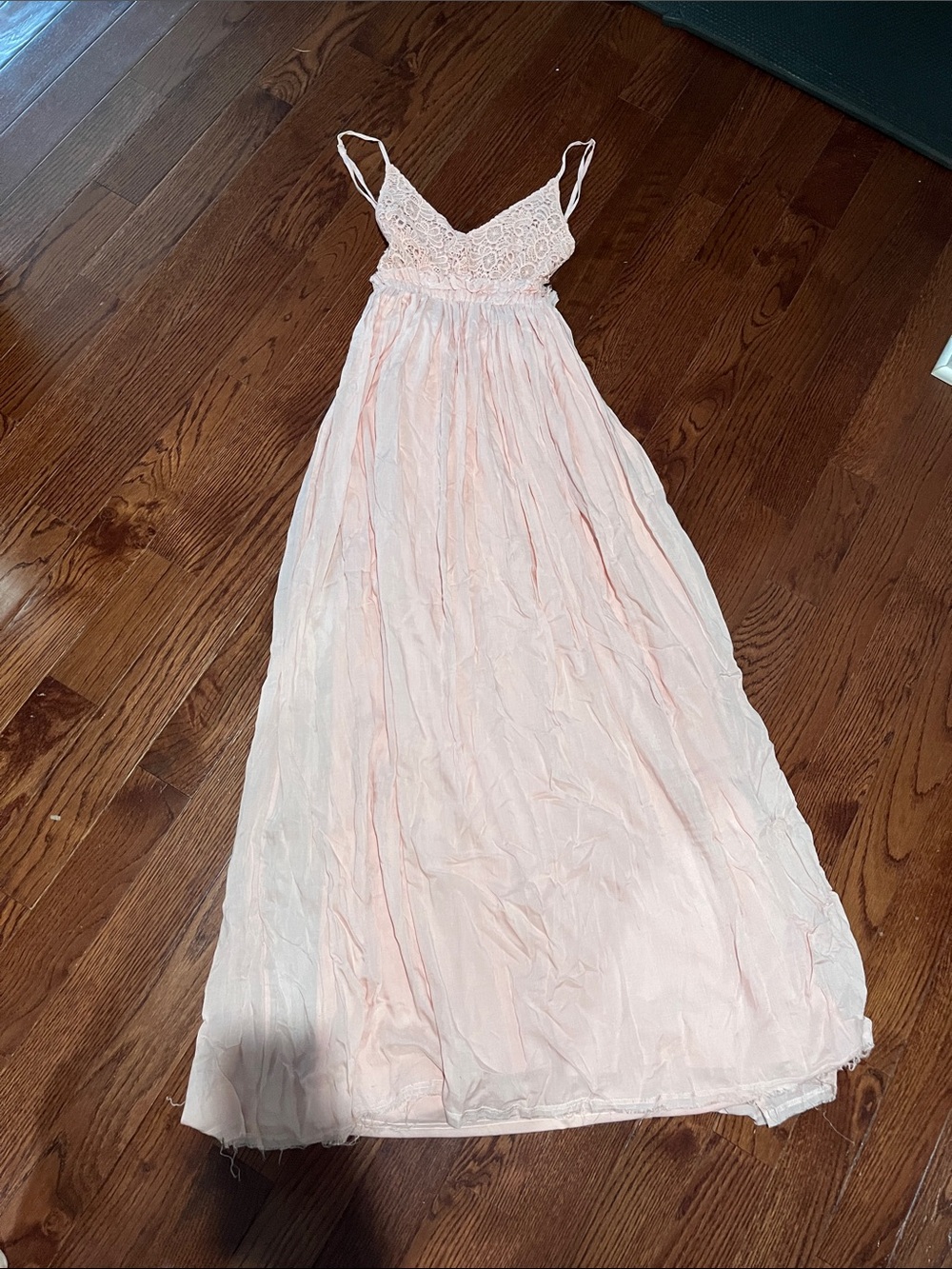 Women's Lace-Top Maxi Dress in Light Pink